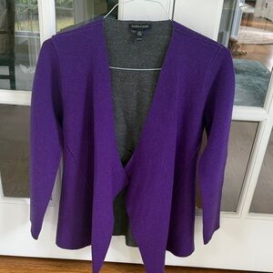 Eileen Fisher Purple Open-Front Wool Blend Cardigan 🌿